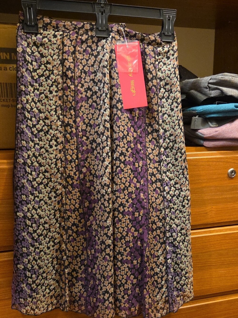 Pleated A-Line Floral Skirt - Purple Multi